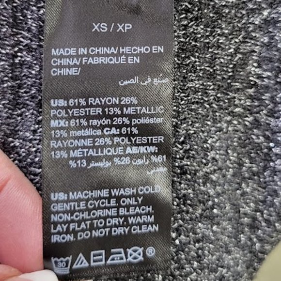 White House Black Market Cardigan long open cardigan sweater w/tie Black/Silver - Picture 5 of 5